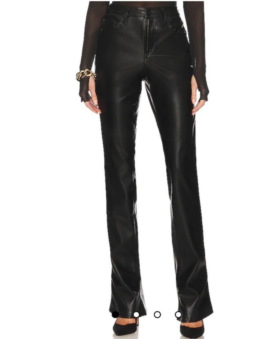 NWT AFRM Graysen Black Faux Leather Low Rise Straight Leg Pants Size 27